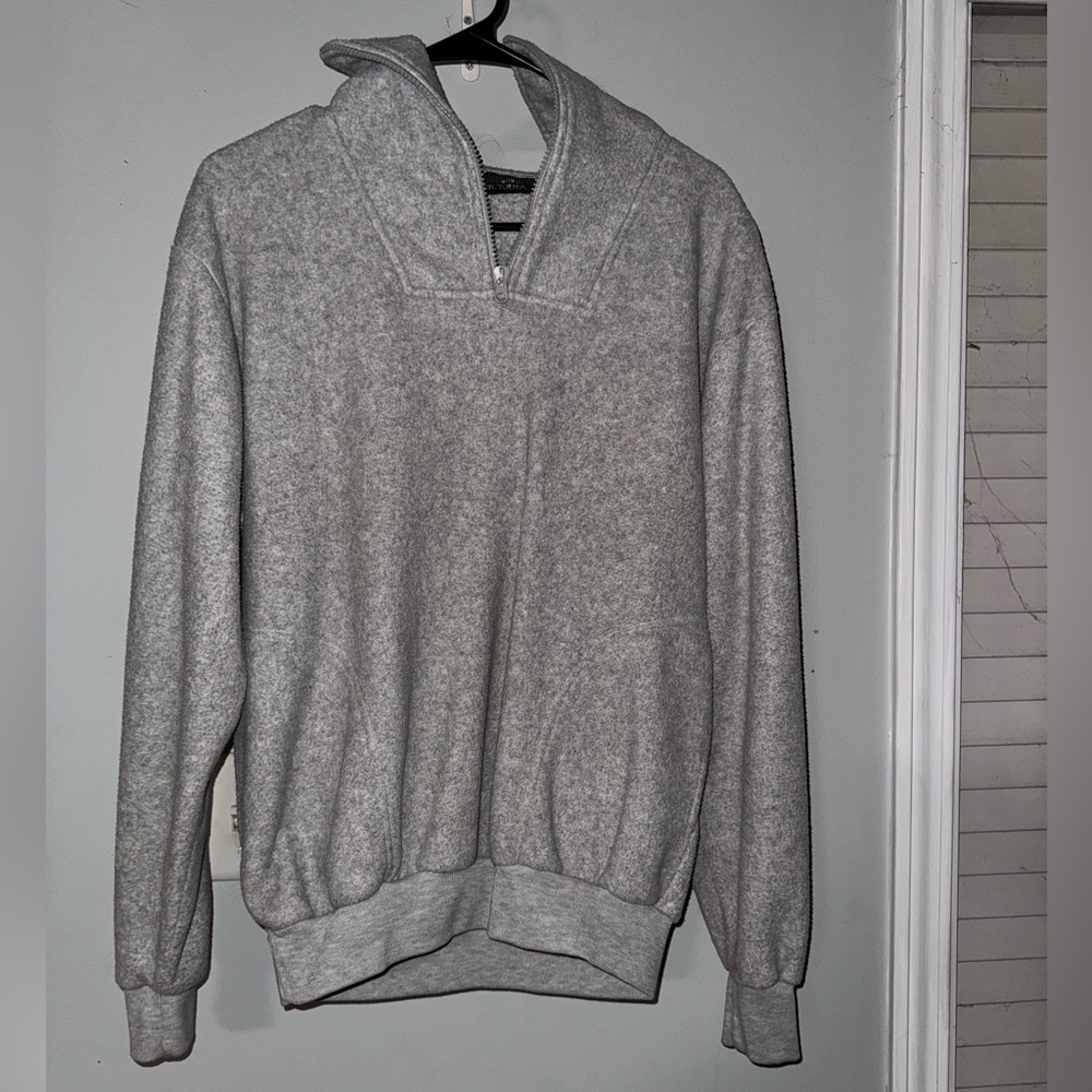 Men's Half-Zip Pullover Sweatshirt Hoodie in Light Gray